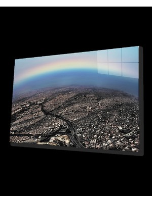 Istanbula Yukarıdan Bakış ve Gökkuşağı Cam Tablo