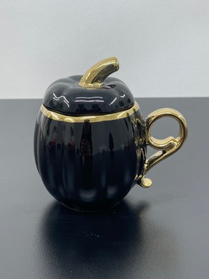 Yzhome  Porselen Renkli Gold Yaldızlı Kapaklı Balkabak Kupa Bardak 300  ml