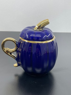 Yzhome  Porselen Renkli Gold Yaldızlı Kapaklı Balkabak Kupa Bardak 300  ml