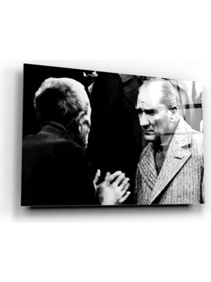 Atatürk ve Köylü Cam Tablo