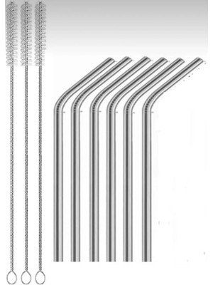 Snow Homs 9 Parça Metal Pipet Seti Paslanmaz Çelik Pipet ve Çubuk Pipet Temizleme Fırçası