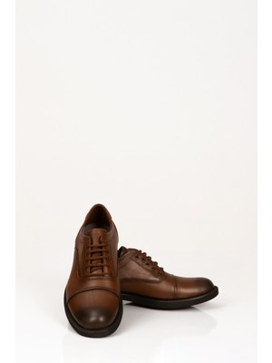 %100 Deri Kahverengi Klasik Ayakkabı, Bağcıklı Kahverengi Şık Erkek Kundura, Takım Elbise Ayakkabısı