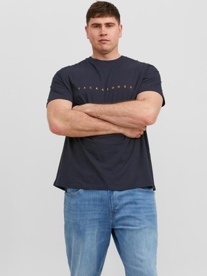 Jack&jones 12243625 Jjestar  Pamuklu On Jack&jones Buyuk Beden 0 Yaka Kısa Kol Tshırt