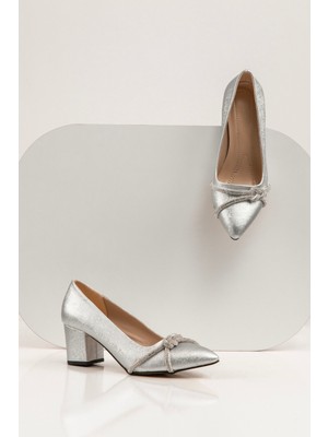 Svm Shoes Gri Taşlı Topuklu Ayakkabı/kadın Kalın Kısa Topuklu Ayakkabı/şık Kırçıllı Taşlı Topuklu Ayakkabı