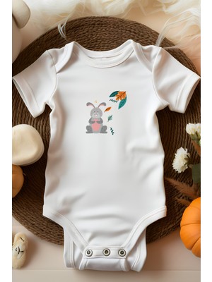 Bebek Perisi Sonbahar Sevimli Tavşan Tasarımlı Bebek Body
