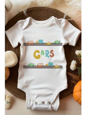 Bebek Perisi Cars Yazılı Arabalı Tasarım Bebek Body
