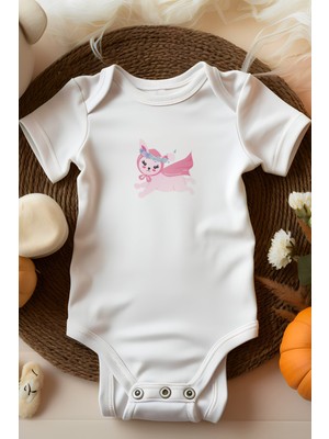 Bebek Perisi Sevimli Pembe Pelerinli Tavşan Tasarımlı Bebek Body