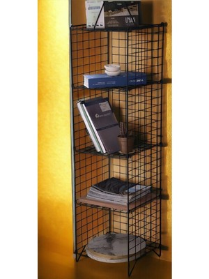 Teknotrust Dekoratif 5 Raflı Metal Tel Kitaplık ve Çok Amaçlı Raf Montaj Gerektirmeyen Portatif Dolap Ünite