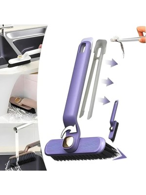 Lüks Sert Kıllı Köşe, Aralık, Derz, Banyo, Klozet, Küvet, Mutfak, Lavabo, Ayakkabı, Araç Fırçası, Halı Temizleme Fırçası, Cımbızlı Fırça, 360 Derece Dönebilen, Dekoratif Temzilik Fırçası, Mor Renk