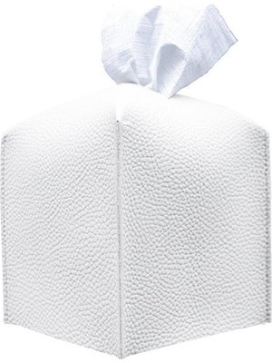 Storemax Spring Modern Pu Deri Peçete Kutusu Kapağı, Basit Düz Renk Tutucu Kare Peçete Çantası, Banyo, Ofis, Araba, Açık Çadır, Yemek Masası İçin Ideal, 13 x 13 x 13 cm, Beyaz