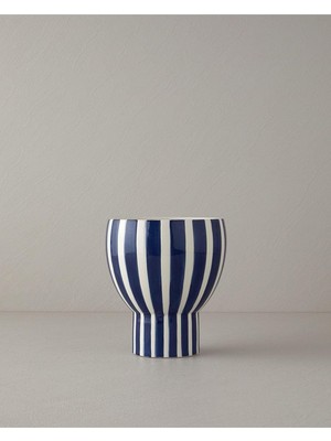 Home Exotic Strip Seramik Vazo Lacivert
