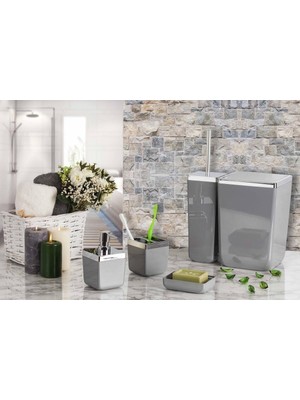 Primanova Toskana Gri Banyo Seti 5 Parça Suya Dayanıklı Modern Stil ile Şık Tasarım