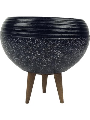 Tasarımı Ev Dekorasyon Siyah Granit Küp Aranjman Saksı Saksılık Salon Çiçeklik 3 Ayaklı