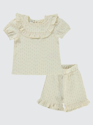 Civil Baby Kız Bebek Şortlu Takım 6-18 Ay Ekru