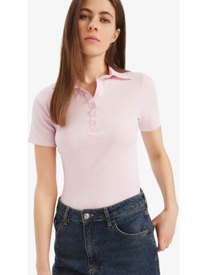 DeFacto Slim Fit Dar Kesim Polo Yaka Fitilli Kaşkorse Kısa Kollu Tişört C6249AX25SP