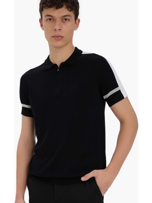 DeFacto Slim Fit Dar Kesim Polo Yaka Fermuarlı Kısa Kollu Triko Tişört C5015AX25SM