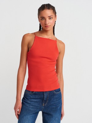 Dilvin 21020 Halter Yaka Top-Koyu Kahve