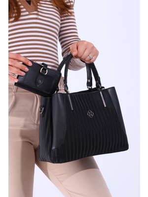 Byhakan DM-1244 Çizgili Cüzdan Kombinli Kadın El ve Omuz Çantası