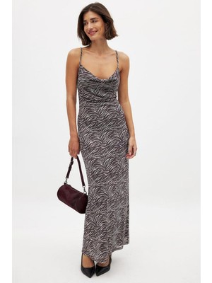 Zebra Desenli Ayarlanabilir Askılı Kadın Elbise MG2385