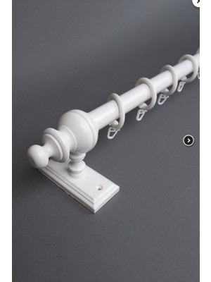 Beyaz 350  cm  Raysız Rustik Perde Askı Seti (Ahşap Başlık ve Aluminyum Boru)