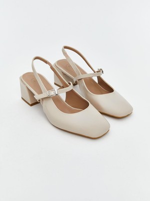 Deri Görünümlü Kadın Topuklu Ayakkabı