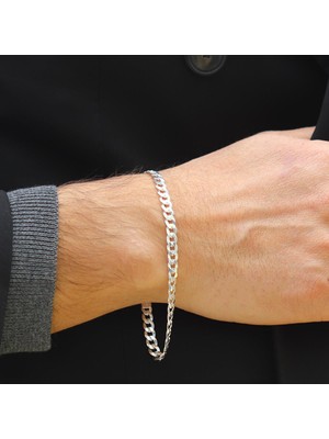 Elips Gurmet 5mm Gümüş Erkek Bileklik