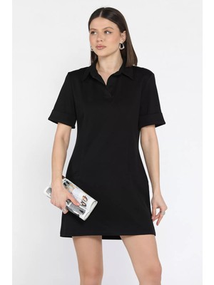 Gülseli Polo Yaka Duble Kol Kadın Elbise