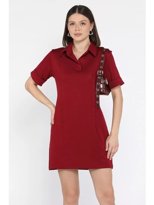 Gülseli Polo Yaka Duble Kol Kadın Elbise
