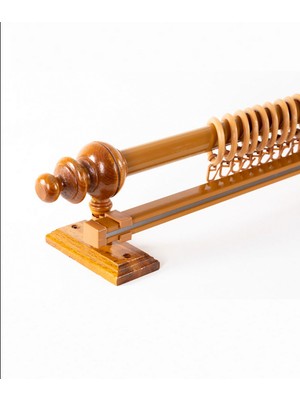 Meşe 250  cm  Tekraylı Rustik Perde Askı Seti (Ahşap Başlık ile Aluminyum Boru ve Ray)