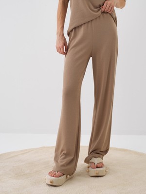 Xint Kadın Camel Pamuk Dokulu Oversize Sweat Pantolon