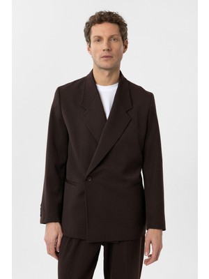 Antioch Kahve Kruvaze Kapama Fleto Cepli Erkek Blazer Ceket