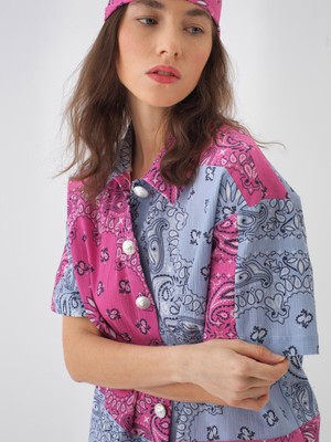 Kadın Pembe Oversize Pamuklu Gömlek