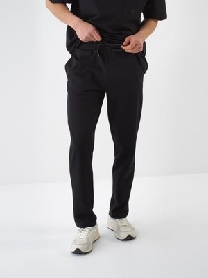 Xint Erkek Siyah Pamuk Dokulu Regular Fit Sweat Pantolon