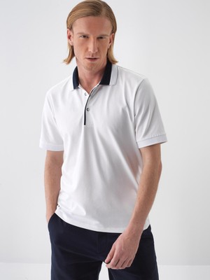 Xint Erkek Beyaz Pamuk Dokulu Slim Fit Tişört