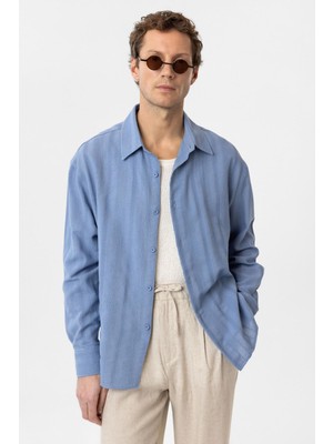 Antioch Bebe Mavi Dokulu Jakarlı Pamuklu Erkek Gömlek