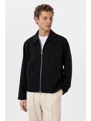 Antioch Siyah Mevsimlik Relax Fit Erkek Mont