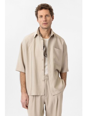 Antioch Bej Relaxed Kısa Kollu Erkek Gömlek