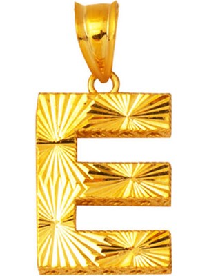 E Harfi 3 Boyutlu 22 Ayar Altın Kolye Ucu