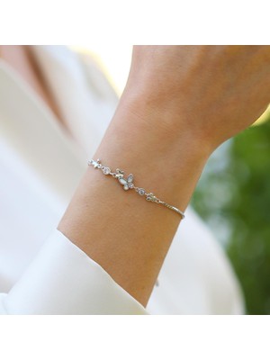 Mini Kelebek Sedefli Gümüş Bileklik