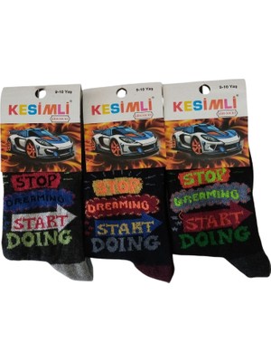 Kesimli Kids Socks Erkek Çocuk Çorap 9-10 Yaş 3'lü Set-Kesimli Kids Socks