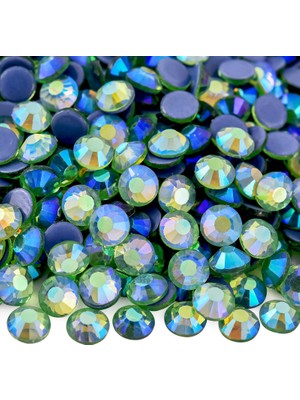 Gymo Premium Kalite Altı Düz Ütü Ile Yapışan (Hotfix) Kristal Taş SS16 (3.8-4mm) Light Peridot Ab (10 Gross - 1440 Adet)