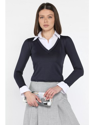 Gülseli Kadın Gömlek Garnili Crop Bluz