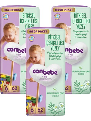 Canbebe Bebek Bezi Mega Paket 6 Beden Xl (15-27kg) 62 Li x 3 Adet