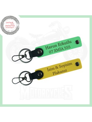 Miaju Sarı-Fıstık Yeşil, Motor Severler İçin Kişiselleştirilmiş Plakalı Anahtarlık, Özel Tasarım Hediye