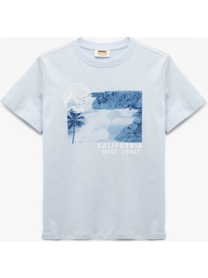 Koton Pamuklu Kısa Kollu Baskılı Bisiklet Yaka Tişört