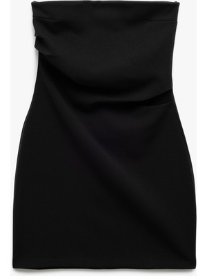Koton Scuba Krep Kumaş Drape Detaylı Mini Straplez Elbise
