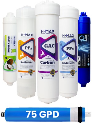 H-MAX Reverse Osmosis System 6'lı Kapalı Kasa Çift Sedimentli Filtre Su Arıtma Cihazlarına Uyumlu Quick Dirsek Hediyeli