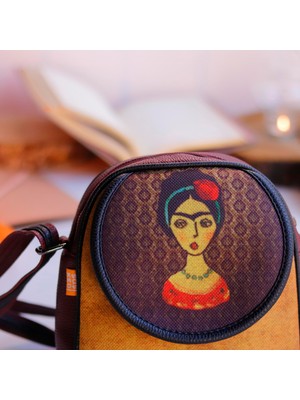 Frida Kahlo Figürlü Küçük Postacı Omuz Çantası Etnik Bohem Style - Bordo