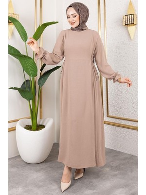 MecModest Yanları Bağcıklı Elbise Vizon