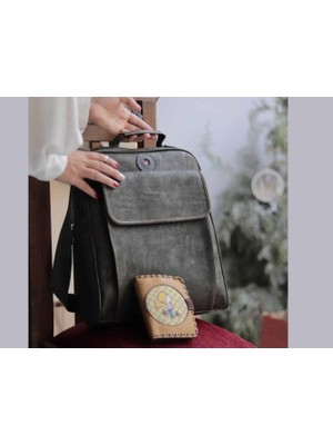 Sade Desen Unisex Gri Çanta, YKüçük Prens Hardal Cüzdan Hem Sırt Hem Capraz Hem Elde Etnik Bohem Style KOMBIN